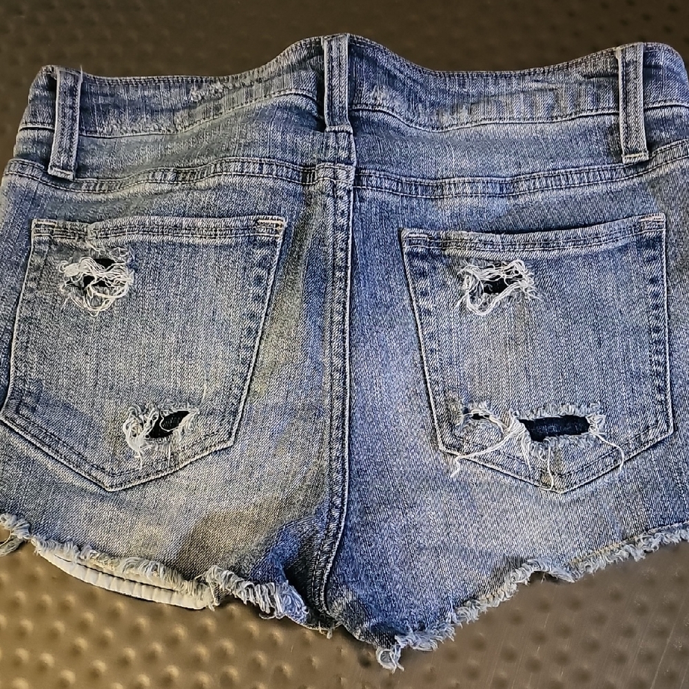 Daytrip Blue Distressed Jean Shorts